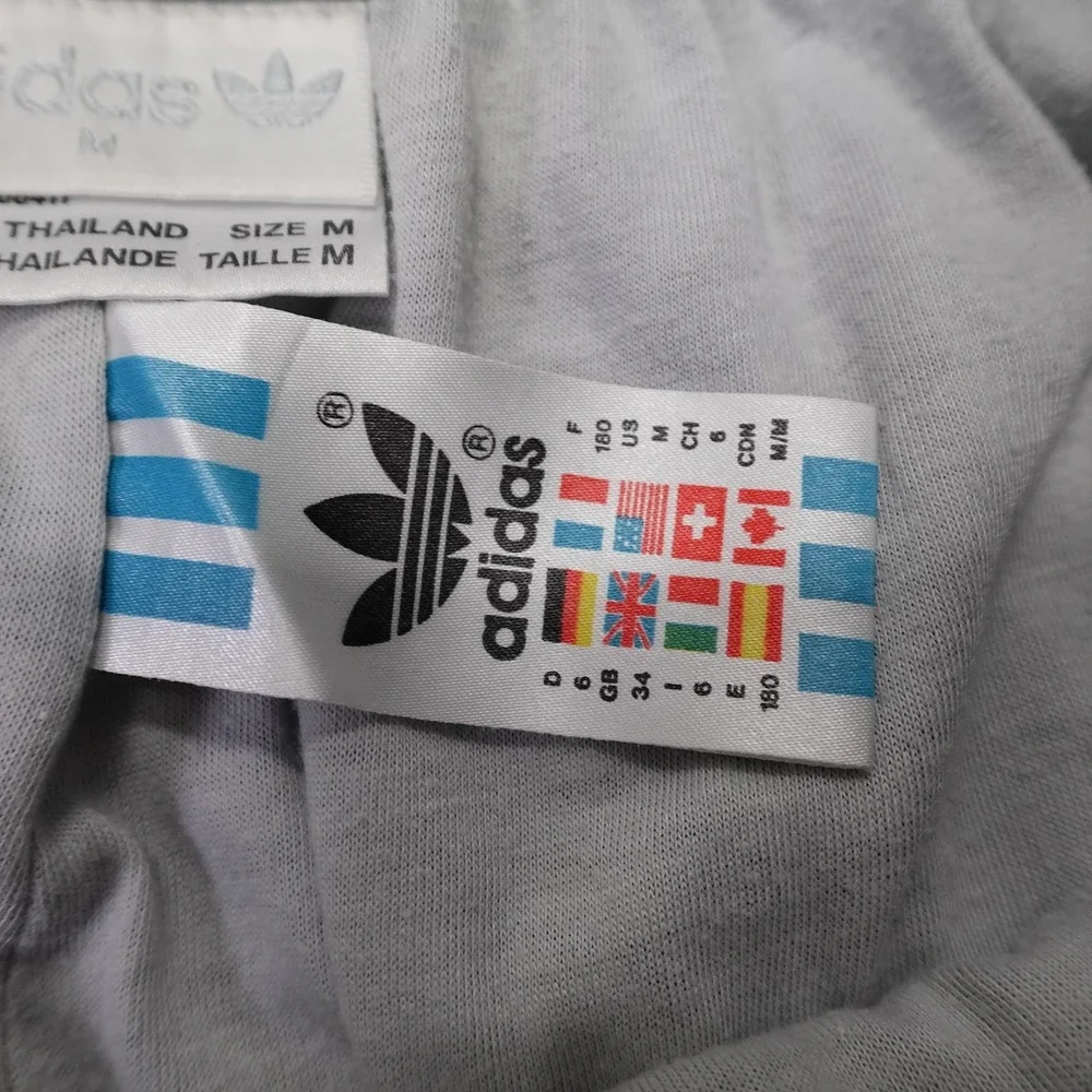 Vintage Adidas Track Pants Mens Medium Blue Nylon Trefoil Ankle Zip 90s